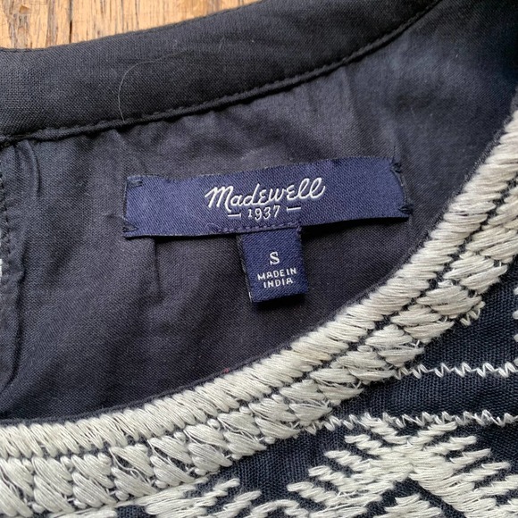 Madewell Embroidered Stitchtake Linen Sleeveless Keyhole Mini Dress Navy Blue S - Picture 10 of 12